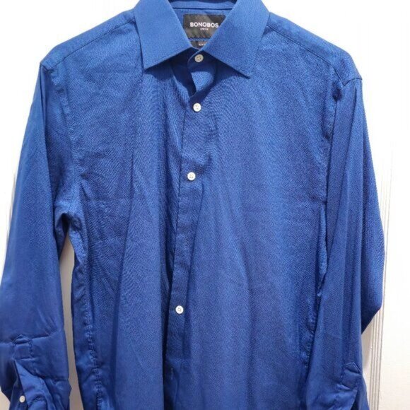 Bonobos Slim-Fit Blue Dress Shirt 15.5" - Modern Work Staple - Picture 4 of 16
